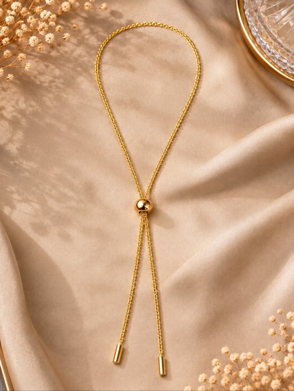 Nordstrom Gold Tone Adjustable Lariat Y Necklace Minimalist Bolo Necklace NWT CC
